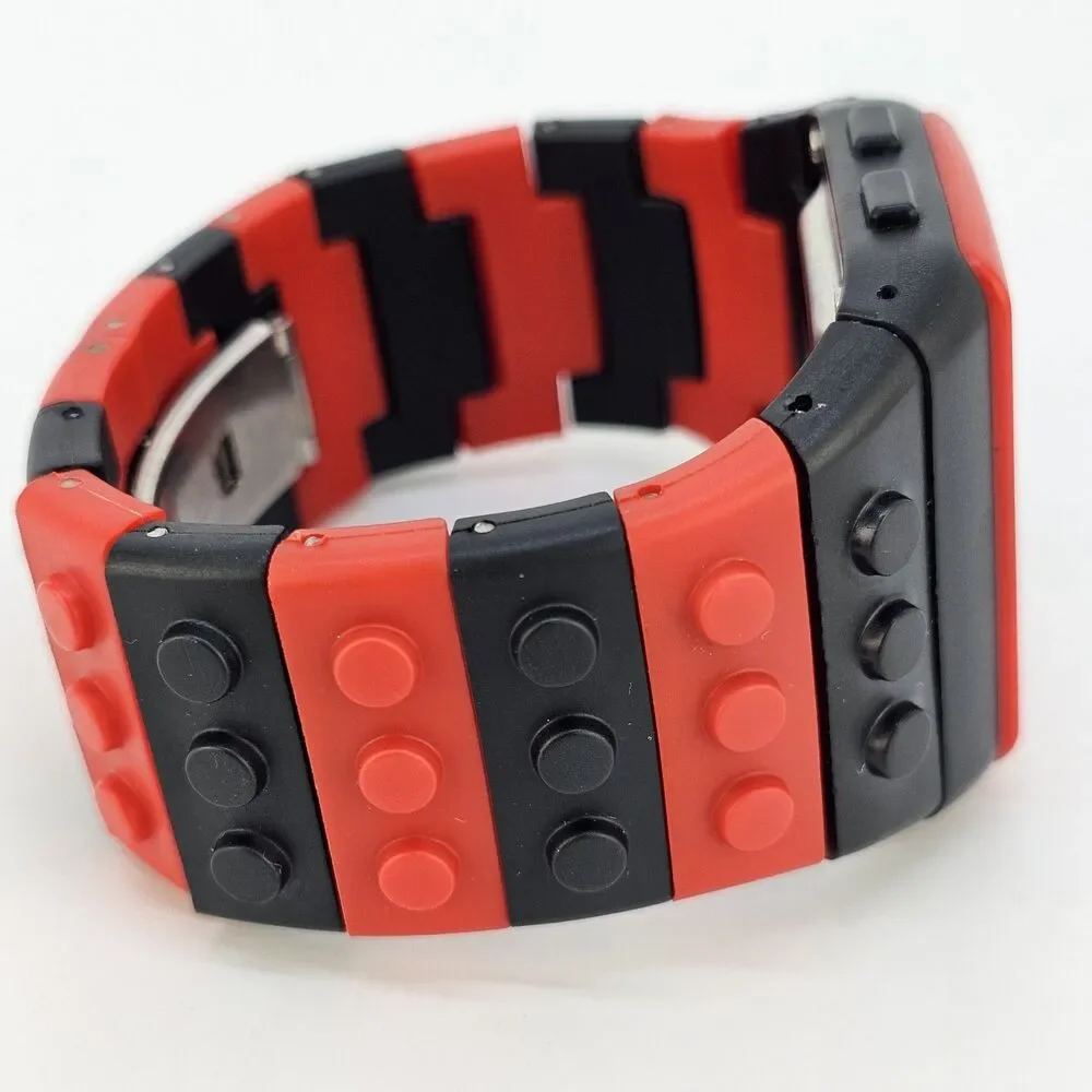 SHHORS Men's Watch 43MM Red Black Building Block Lego‎ Digital 7